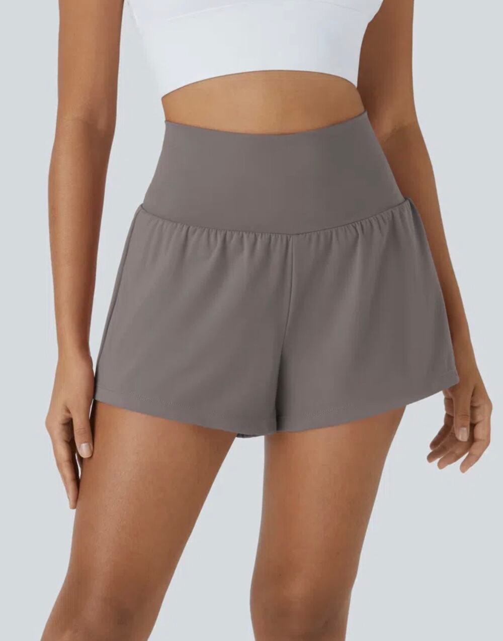 Halara SoftlyZero Air 2-in-1 Yoga Shorts Steeple Gray Size Small High Waist